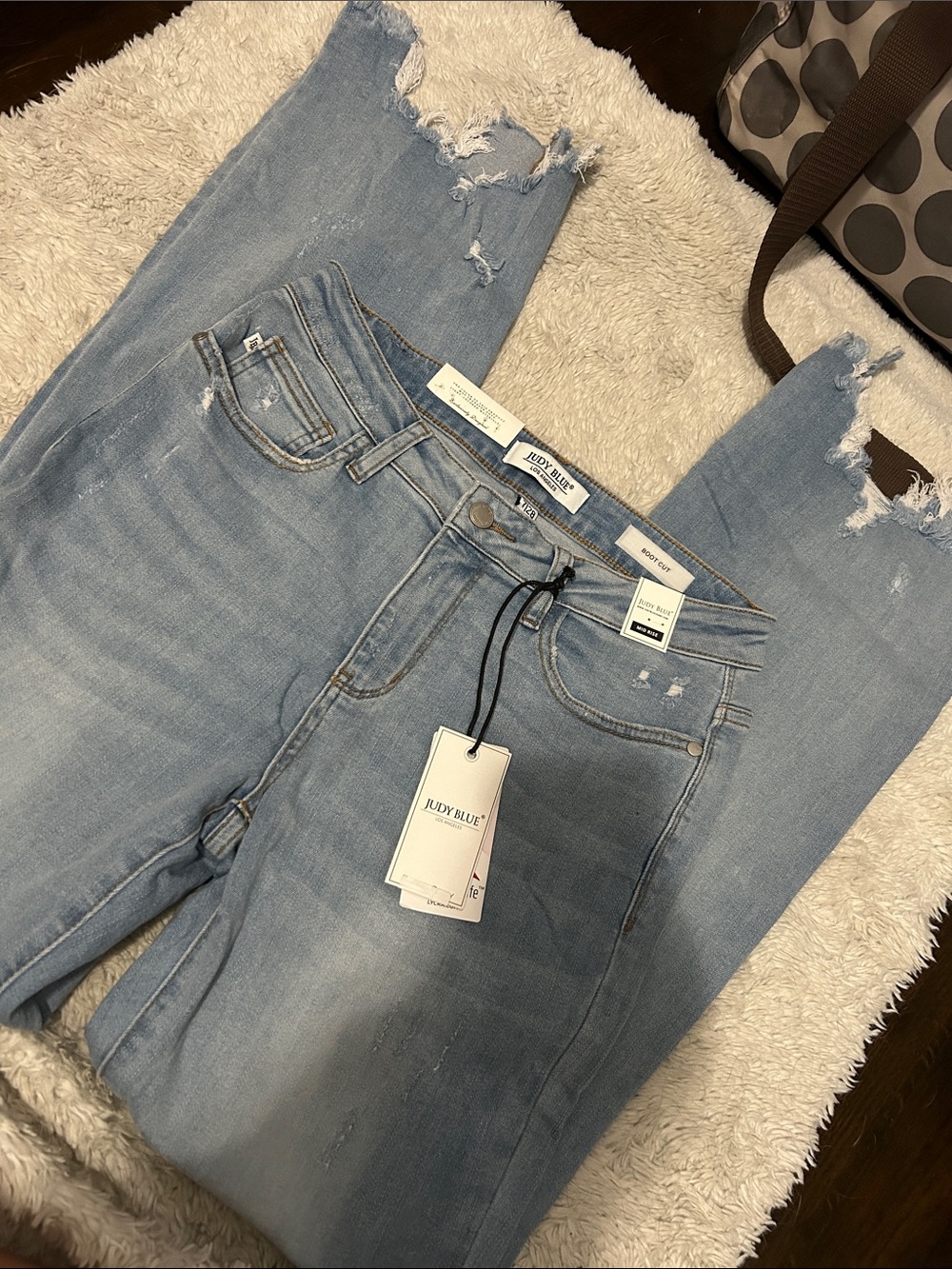 Judy Blue Light Blue High Rise Distressed Hem Jeans